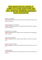 Fire Investigator Grade A&plus; &NewLine;Complete Exam Questions And &NewLine;100&percnt; Verified Answers &lpar;2026&sol;2027&rpar; &NewLine;Pass Guarantee 