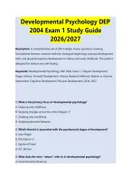 Developmental Psychology Dep 2004 Exam 1 Study Guide 2026&sol;2027 &vert; Comprehensive Practice Questions&comma; Detailed Answers And Exam Review