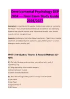 Developmental Psychology Dep 2004 Study Guide 2026&sol;2027 &vert; Comprehensive Course Review&comma; Practice Questions And Detailed Answers