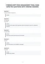 Cybersecurity Risk Management Final Exam&NewLine;Expected Questions With Verified Answers&NewLine;