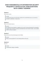D430 Fundamentals Of Information Security&NewLine;Frequently Tested Actual Exam Questions&NewLine;With Correct Answers