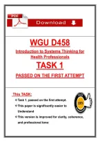 WGU D458 &NewLine;Introduction to Systems Thinking for &NewLine;Health Professionals   &NewLine;TASK 1 &NewLine;PASSED ON THE FIRST ATTEMPT 