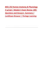 BIOL 252 Human Anatomy & Physiology &NewLine;II w&sol;Lab &vert; Module 5 Exam Review 100&plus; &NewLine;Questions and Answers -Summary &vert; &NewLine;LockDown Browser &vert; Portage Learning