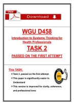 WGU D458 &NewLine;Introduction to Systems Thinking for &NewLine;Health Professionals   &NewLine;TASK 2 &NewLine;PASSED ON THE FIRST ATTEMPT