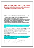 LING 115 Final Exam 2026&sol;2027 &ndash; 150 Practice Questions & Answers with Detailed Rationales &vert; Language in Society Study Guide PDF