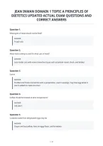 Jean Inman Domain 1 Topic A Principles Of&NewLine;Dietetics Updated Actual Exam Questions And&NewLine;Correct Answers