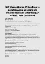 NYS Waxing License Written Exam &mdash; Complete Actual Questions and Detailed Rationales &lpar;2026&sol;2027&rpar; A&plus; Graded &vert; Pass Guaranteed