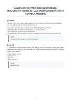 David Carter&comma; Part 2 &lpar;Schizophrenia&rpar;&NewLine;Frequently Tested Actual Exam Questions With&NewLine;Correct Answers&NewLine;