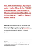 BIOL 252 Human Anatomy & Physiology II &NewLine;w&sol;Lab &vert; Module 9 Exam Review &sol; BIOL 252 &NewLine;Human Anatomy & Physiology II w&sol;Lab &vert; &NewLine;Module 9 Exam Review 150 Questions and &NewLine;Answers -Summary &vert; LockDown Browser &vert; &NewLine;Portage Learning