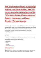 BIOL 252 Human Anatomy & Physiology &NewLine;II w&sol;Lab Final Exam Review &sol; BIOL 252 &NewLine;Human Anatomy & Physiology II w&sol;Lab &NewLine;&vert; Final Exam Review 90&plus; Questions and &NewLine;Answers -Summary &vert; LockDown &NewLine;Browser &vert; Portage Learning