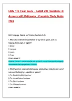 LING 115 Final Exam 2026&sol;2027 &ndash; 200 Practice Questions & Answers with Detailed Rationales &vert; Complete Language in Society Study Guide