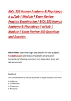 BIOL 252 Human Anatomy & Physiology &NewLine;II w&sol;Lab &vert; Module 7 Exam Review&NewLine;Practice Examination &sol; BIOL 252 Human &NewLine;Anatomy & Physiology II w&sol;Lab &vert; &NewLine;Module 7 Exam Review 150 Questions &NewLine;and Answers