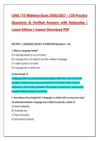 LING 115 Midterm Exam 2026&sol;2027 &ndash; 120 Practice Questions & Answers with Detailed Rationales &vert; Latest Linguistics Study Guide PDF