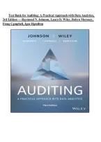 Test Bank for Auditing&colon; A Practical Approach with Data Analytics&comma; 3rd Edition &vert; Johnson&comma; Wiley&comma; Moroney&comma; Campbell & Hamilton &vert; 2027&NewLine;