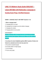 LING 115 Midterm Study Guide 2026&sol;2027 &ndash; 200 Practice Questions & Answers with Detailed Rationales &vert; Language in Society Exam Prep
