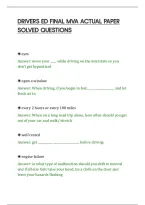 Drivers Ed Final Mva Actual Paper&NewLine;Solved Questions&NewLine;