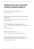 Drivers Ed Final Mva Exam Script&NewLine;Complete Answers Graded A&plus;