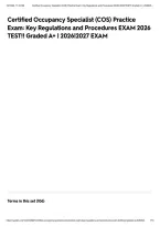 Certified Occupancy Specialist &lpar;COS&rpar; Practice Exam&colon; Key Regulations and Procedures EXAM 2026 TEST&excl;&excl; Graded A&plus; &vert; 2026&vert;2027 EXAM&NewLine;