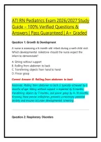 ATI RN Pediatrics Exam 2026&sol;2027 Study Guide &ndash; 100&percnt; Verified Questions & Answers &vert; Pass Guaranteed &vert; A&plus; Graded