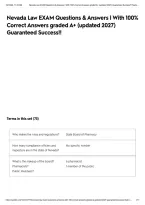 Nevada Law EXAM Questions & Answers &vert; With 100&percnt; Correct Answers graded A&plus; &lpar;updated 2027&rpar; Guaranteed Success&excl;&excl;&NewLine;