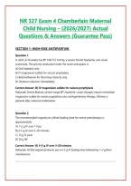 NR 327 Exam 4 Chamberlain Maternal Child Nursing &ndash; &lpar;2026&sol;2027&rpar; Actual Questions & Answers &lpar;Guarantee Pass&rpar;