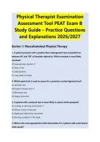Physical Therapist Examination Assessment Tool Peat Exam B Study Guide 2026&sol;2027 &vert; Complete Practice Questions&comma; Detailed Answers And Npte Exam Preparation
