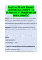 &NewLine;&NewLine;Completed Physical Therapist Examination Assessment Tool Study Guide 2026&sol;2027 &vert; Comprehensive Peat Review&comma; Practice Questions And Detailed Answers