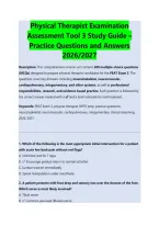 Physical Therapist Examination Assessment Tool 3 Study Guide 2026&sol;2027 &vert; Complete Peat Practice Questions&comma; Detailed Answers And Exam Preparation&NewLine;&NewLine;