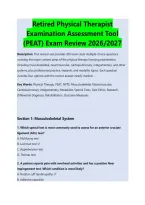 Retired Physical Therapist Examination Assessment Tool Study Guide 2026&sol;2027 &vert; Peat Review&comma; Practice Questions And Detailed Answers