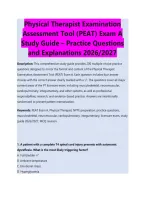 Physical Therapist Examination Assessment Tool Study Guide 2026&sol;2027 &vert; Complete Peat Practice Questions&comma; Detailed Answers And Comprehensive Exam Review