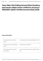 Texas Water Well Drilling General EXAM Questions and Answers &lpar;latest version verified for accuracy&rpar; &vert; 20262027 Latest&excl;&excl; &lpar;Verified Answers&rpar; Study Guide&NewLine;