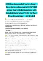 HESI Fundamentals Practice Exam 1 Questions and Answers 2026&sol;2027 Actual Exam-Style Questions with Detailed Rationales &vert; 100&percnt; Verified &vert; Pass Guaranteed &ndash; A&plus; Graded