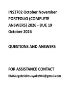 INS3702 October November PORTFOLIO &lpar;COMPLETE ANSWERS&rpar; 2026 - DUE 19 October 2026
