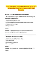 FDOT CTQP Quality Control Manager Exam 2026&sol;2027 &vert; &NewLine;Complete Questions&comma; Correct Answers & Detailed &NewLine;Rationales 