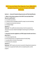 FDOT Concrete Batch Plant Operator Exam 2026&sol;2027 &vert; &NewLine;Complete Questions&comma; Correct Answers & Detailed &NewLine;Rationales