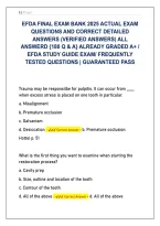 EFDA Final Exam Bank 2025 &vert; Expanded Functions Dental Assistant &vert; 180 Actual Questions & Verified Detailed Answers &vert; Graded A&plus; Guide