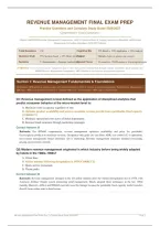 Revenue Management Final Exam Prep 2026&sol;2027 &vert; Practice Questions & Study Guide &vert; Pass Guaranteed&NewLine;&NewLine;