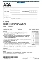 AQA A-Level Further Mathematics Paper 3 Statistics Combined Question Paper & Final&NewLine;Mark Scheme 2026