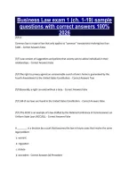 Business Law exam 1 &lpar;ch&period; 1-19&rpar; sample questions with correct answers 100&percnt; 2026