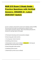 NUR 215 Exam 2 Study Guide &ndash; &NewLine;Practice Questions with Verified &NewLine;Answers&period; GRADED A&plus;&period; Latest &NewLine;2026&sol;2027 Update