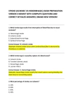 Stroke &lpar;Ischemic Vs Hemorrhagic&rpar; Exam Preparation &NewLine;Version 3 Newest With Complete Questions And &NewLine;Correct Detailed Answers&vert; Brand New Version&excl;