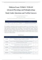 NUR 631 MIDTERM ACTUAL EXAM 2026&sol;2027 &vert; Advanced Physiology & Pathophysiology Study Bundle &vert; Complete Solutions &vert; Questions & Verified Answers &vert; 100&percnt; Correct Grade A &vert; GCU &vert; Pass Guaranteed - A&plus; Graded
