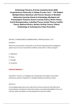 Criminology Theories of Crime Causation Exam 2026&colon;&NewLine;Comprehensive University & College Practice Test &mdash; 195 Original&NewLine;Multiple-Choice Questions with Correct Answers & Detailed&NewLine;Rationales Covering Classical Criminology&comma; Biological and&NewLine;Psychological Theori