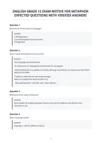 English Grade 12 Exam Motive For Metaphor&NewLine;Expected Questions With Verified Answers&NewLine;