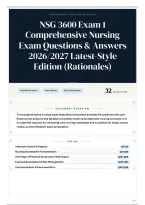 NSG 3600 Exam 1 Comprehensive Nursing Exam Questions & Answers 2026&sol;2027 Latest-Style Edition &lpar;Rationales&rpar;