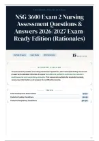 NSG 3600 Exam 2 Nursing Assessment Questions & Answers 2026&sol;2027 Exam-Ready Edition &lpar;Rationales&rpar;