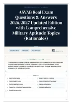 ASVAB Real Exam Questions & Answers 2026&sol;2027 Updated Edition with Comprehensive Military Aptitude Topics &lpar;Rationales&rpar;