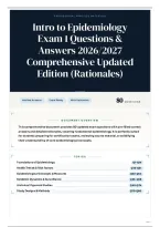 Intro to Epidemiology Exam 1 Questions & Answers 2026&sol;2027 Comprehensive Updated Edition &lpar;Rationales&rpar;