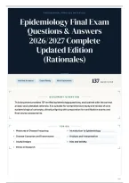 Epidemiology Final Exam Questions & Answers 2026&sol;2027 Complete Updated Edition &lpar;Rationales&rpar;