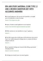 Epa 608 Study Material Core Type 1 2&NewLine;And 3 Review Question Set With&NewLine;Accurate Answers&NewLine;